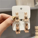 Bear Earrings for Women Girls 2023 Fashion Korea Silver Needle Autumn and Winter Earrings Cute Flocking Rabbit Ear Studs Jewelry