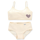 Teens Girls Sports Bra Puberty Gym Underwear Wireless Teenager Girls Sport Bra with Briefs Cotton Young Girls Training Bra Set