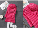 Women Ultra Lightweight Packable Long Puffer Jacket 2023 New Autumn Winter Warm Hat Detachable Hooded Female Coat Parka 5XL 7XL