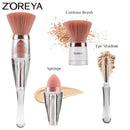Zoreya 旅行三合一化妆柔软多功能便携式化妆刷斜角海绵眉眼影粉饼刷化妆品