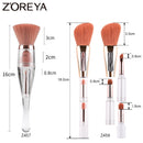 Zoreya 旅行三合一化妆柔软多功能便携式化妆刷斜角海绵眉眼影粉饼刷化妆品