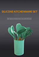 The Atelier | Non-Stick Silicone Kitchen Utensil Set with Wooden Handles