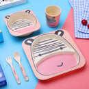 Imebaby5 piece set bamboo tableware bamboo bowl baby feeding plate creative cartoon children bowl / cup / fork spoon gift set