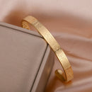 Personalized Ayatul Kursi Cuff Bangles For Women Gold Stainless Steel Arabic Bracelet Messager Islam Muslim Men Jewelry Gift