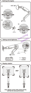 NB F80 Desktop Gas Spring 17-30" LCD LED Monitor Holder Mount Arm Full Motion Display Stand Loading 2-9 Kgs