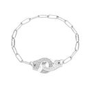 Moonmory 100% Authentic 925 Sterling Silver European Chain Handcuff Bracelet Menottes Hand Cuff Bracelet For Women Jewelry