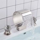 Basin Faucet Gold Deck Mounted Crystal Handle Waterfall 3PCS Bathroom Sink Faucet Double Handles Mixer Tap Basin Tap Torneira