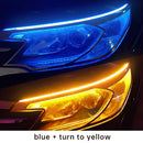 2Pcs Customizable DIY Car LED DRL Daytime Running Light Strips Waterproof Flowing Turn Signal Yellow Light Decorative Lamp 12V