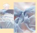 Wriufred Girls underwear fresh blue water soluble lace bra panties set bows gathered large size steel ring push up lingerie suit