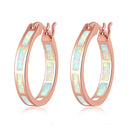 CiNily White Fire Opal Hoop Earrings With Stone Silver Plated Small Round Circle Chic Summer Punk Jewelry Best Gifts for Woman