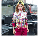 Women's Casual Sports Suits 2022 Spring Print Jacket+Lenght Pants Two Sets Lady Sportswear Suit Tracksuits Set 2PCS 6XL W03