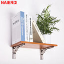 NAIERDI 8-14 Inch 2PCS Stainless Steel Folding Bracket White Black Iron Triangle Bracket Adjustable Wall Support Table Shelf
