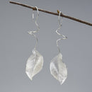 Lotus Fun Elegant Autumn Leaves Dangle Earrings Real 925 Sterling Silver 18K Gold Earrings for Women Gift Handmade Fine Jewelry
