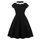 Tonval Bat Embroidery Halloween Costumes Party Vintage Dresses for Women Cap Sleeve Keyhole Front Retro A Line Dress