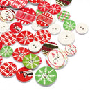 50pcs 15/20/25mm Christmas Wooden Buttons Round Painted Sewing Button For Clothing Decoration Scrapbook Diy Sewing Accessories