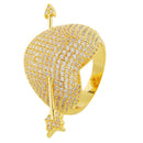Bubble Letter Couples Ring for Men Arrow Heart Real Gold Plated Hip Hop Jewelry Valentines Day Gift 2022 Trend
