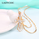 LADYCHIC 时尚女士 AAA 锆石十字架吊坠金色铜水晶耶稣十字架吊坠项链嘻哈饰品 LN1060