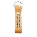 个性化皮革钥匙扣，个性化坐标、信息、姓名。永久雕刻。周年纪念礼物，适
