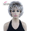 StrongBeauty Short Wig Soft Tousled Curls Blonde Highlights Full Synthetic Wigs COLOUR CHOICES