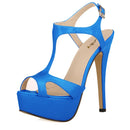 2026 New Women Sandals 14cm Sexy T-Strap Peep Toe Platform Summer Red Wedding Shoes Patent Leather Thin High Heels Big Size 44