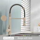 Brushed Gold Kitchen Sink Faucet One Handle Spring Hot and Cold Water Tap Deck Mounted Bathroom Kitchen Crane