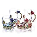 Hand-made Enamel Coffee Mug Crystal Cup Milk Lemon Flower Tea Cup High-grade Glass Drinkware Gift Couple Mug For Lover Wedding