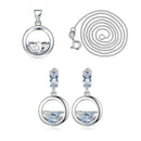 ANENJERY Silver Color Zircon Water Drop Necklace+Earrings For Women Jewelry Sets Best Gift