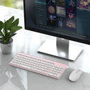 法文无线键盘 2400DPI 鼠标 2.4Ghz 超薄 AZERTY 键盘鼠标套装，便携静音人体工学 - 粉色/银色