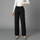Women Winter Warm Down Cotton Pants Padded Quilted Trousers Elastic Waist Casual Trousers