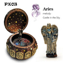 Retro Zodiac 12 Signs Music Box Manual Arts 12 Constellation Musical Boxes with Led Flash Lights Valentine's Day Birthday Gift