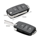 大众汽车3键遥控折叠钥匙外壳适用于甲壳虫/开迪/Eos/高尔夫/捷达/Polo/尚酷/途观/途安/UP 备用钥匙套外壳
