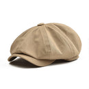 BOTVELA Newsboy Cap Men's Twill Cotton Eight Panel Hat Women's Baker Boy Caps Retro Big Large Hats Male Boina Black Beret 003