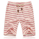 Summer New Cotton Linen Casual Shorts Men Grid Hot Mens Bermudas Shorts Comfortable Male Beach Shorts