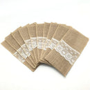 4"x8.5"Cutlery Holder Decoration Hessian Burlap Lace Wedding Cutlery Holder Pouch Rustic Decorations Favor 5BB5481