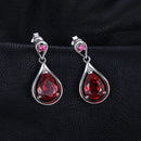 JewelryPalace 水滴形 7.6克拉人造红宝石 925纯银女士耳坠
