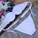 Melphieer 2024 White Mesh Bikini Sexy Monokini Swimwear Women's Underwired Bra Push Up Swimsuit Beach Bathing Suit Swimming Suit