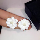 Fashion Korean Big Resin Flower Stud Earrings for Women Vintage Acrylic Pearl Love Pending Earring 2024 Fashion Jewelry Brincos