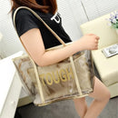 Fashionable Waterproof PVC Half-Transparent Hand Bag for Summer Beach with Small Storage Polyester New Hot Style