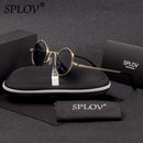 SPLOV Vintage Rap Sunglasses Men Women Steam Punk Style Hip-Hop Small Round Metal Frame Eyewear Retro Gafas De Sol With Case