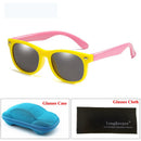 LongKeeper Mirror Kids Sunglasses with Case Boys Girls Polarized Silicone Safety Sun Glasses Gift For Children Baby UV400 Gafas