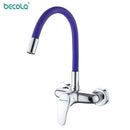 LANGYO Hot and cold wall faucet Kitchen sink mixer Double hole faucet Universal rotation Copper faucet Basin Wash hand basin tap
