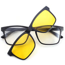 BCLEAR fashion unisex TR90 optical frame with 5 sun lenses clip on polarized sunglass night vision magnetic spectacle frames