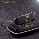 LMAOCLAN 品牌铝镁偏光金色太阳镜男士 UV400 经典方框眼镜驾驶眼镜 Gafas Oculos