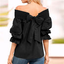 性感露肩春夏抹胸衬衫女蝴蝶结上衣斜领衬衫休闲宽松blusas mujer de moda 2019