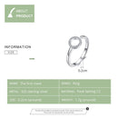 bamoer Geometric Round Simple Adjustable Finger Rings for Women Sterling Silver 925 Clear CZ Free Size Circle Jewelry SCR545