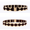 High Fashion Geometric Elastic Fabric Metal Female Belts For A Dress Designer Brand Luxury Women Waistband for Jeans and Skirt