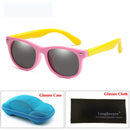 LongKeeper Mirror Kids Sunglasses with Case Boys Girls Polarized Silicone Safety Sun Glasses Gift For Children Baby UV400 Gafas