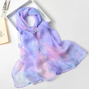 RUNMEIFA 2023 New Fashion Spring/Summer Women Floral Printing Beach Silk Scarf Shawls Female Long Wraps Beach Sunscreen Hijab