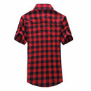 Red And Black Plaid Shirt Men Shirts 2023 New Summer Fashion Chemise Homme Mens Checkered Shirts Short Sleeve Shirt Men Blouse