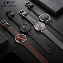 IBSO Top Brand Luxury Mens Quartz Watch Genuine Leather Strap Watch For Male Fashion Clock Relogio Masculino